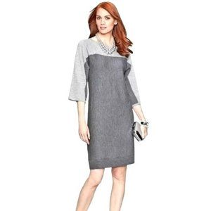 Talbots Gray and White Colorblock Dress In Merino Wool